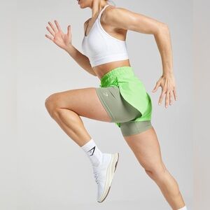 Gymshark Lime and Olive Athletic Shorts